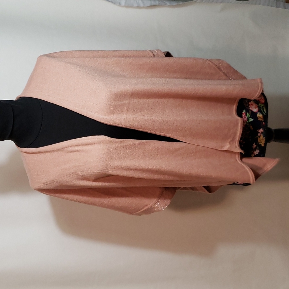 VINCE CAMUTO Open Wrap Cardigan Blush With Metallic Sparkle Accent  NWT